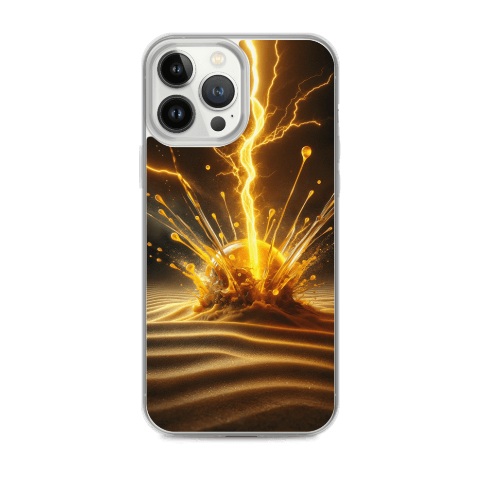 Clear Case for iPhone 13 Pro Max - Yellow Lightning on Sand
